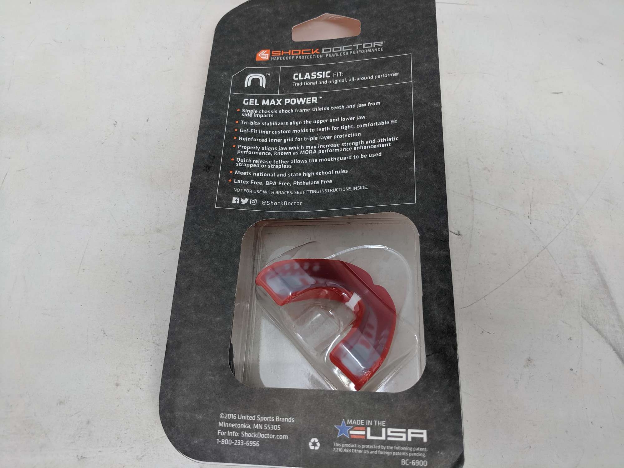 Shock Doctor Gel Max Power Mouth Guard/Convertible Tether - Dutch Goat
