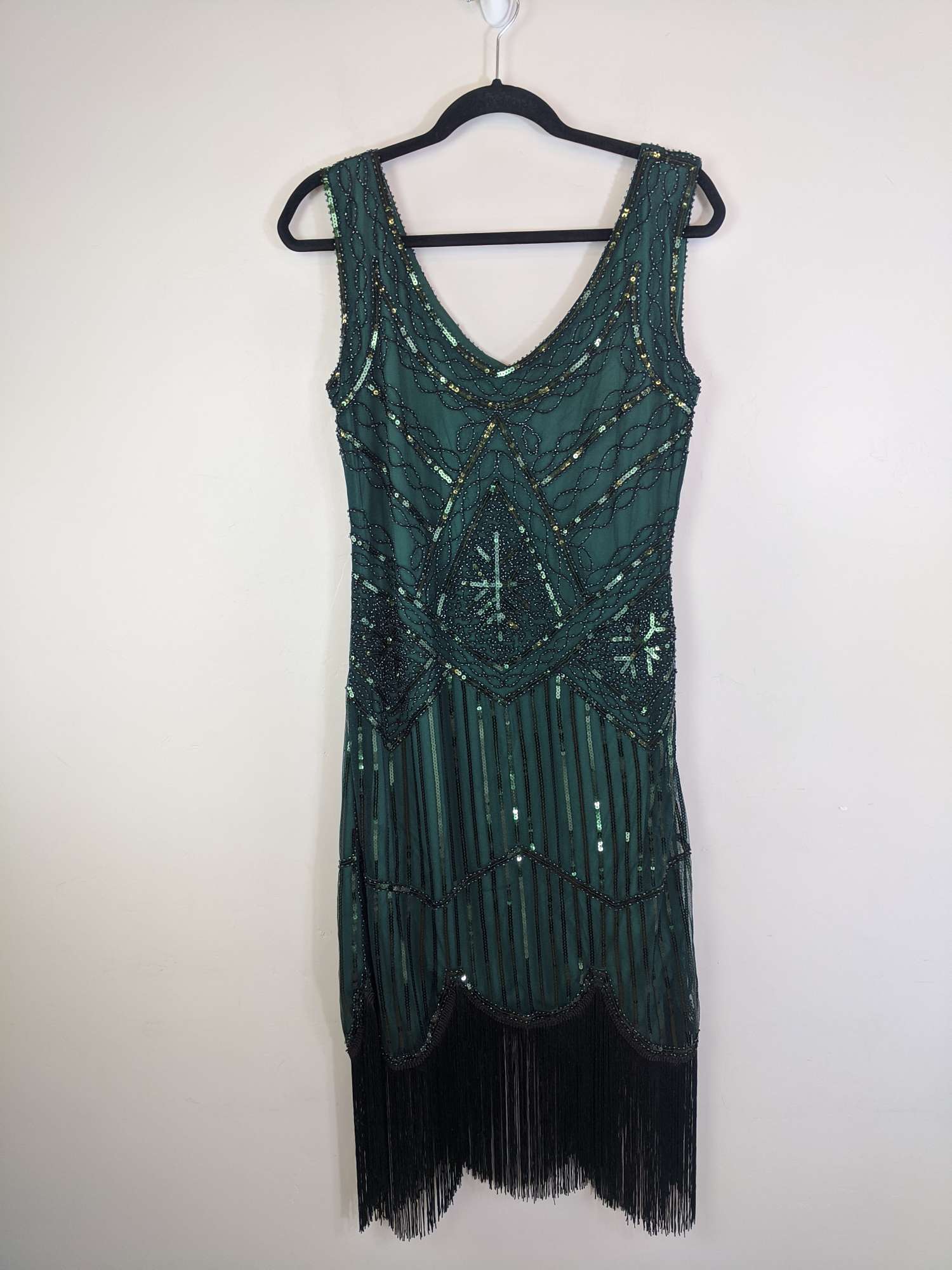 Fun Daisy Large Women's Green/Black Flapper Dress with Accessories - Dutch  Goat