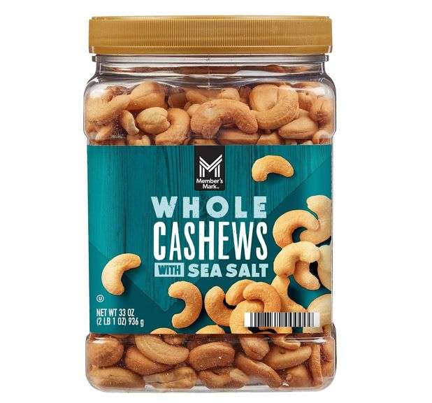 Member's Mark Whole Cashews with Sea Salt – 33 oz Jar
