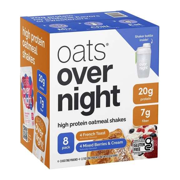 Oats Over Night High Protein Oatmeal Shakes Variety Pack – 8 Pack