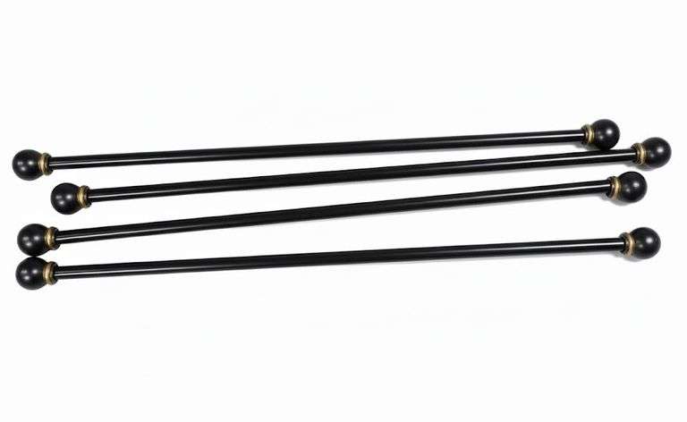 Lot of 4 Kenney Deocorative Window Curtain Rod Set – Black 28"-48" 5/8" Dia.