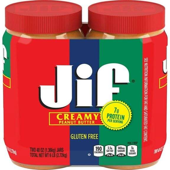 Jif Creamy Peanut Butter Twin Pack – Gluten Free 48 oz 2 Jars