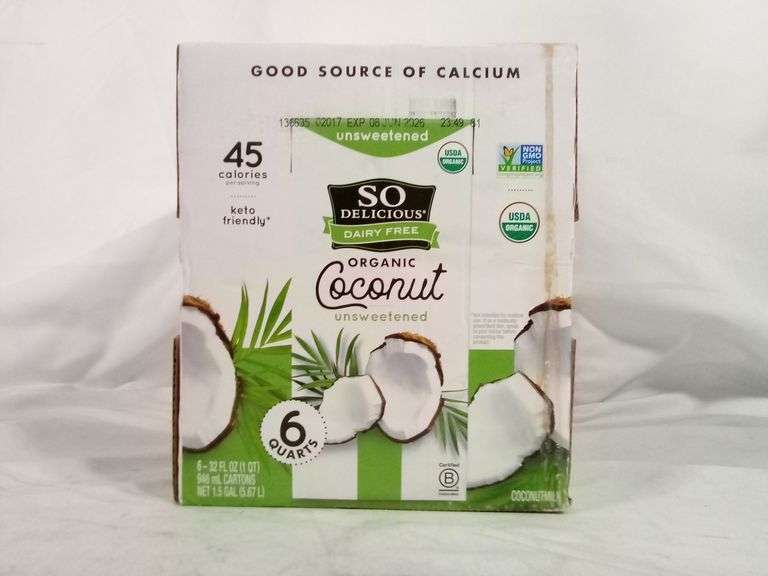 So Delicious Dairy Free Organic Coconut Unsweetened – 32 fl oz 6-Qt