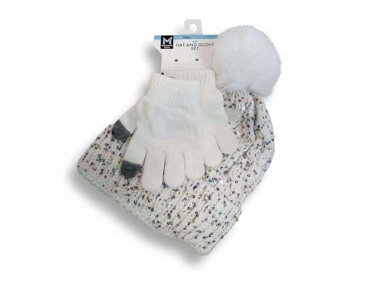 Member's Mark Kids' Hat & Glove Set – White/Multi Size: Small