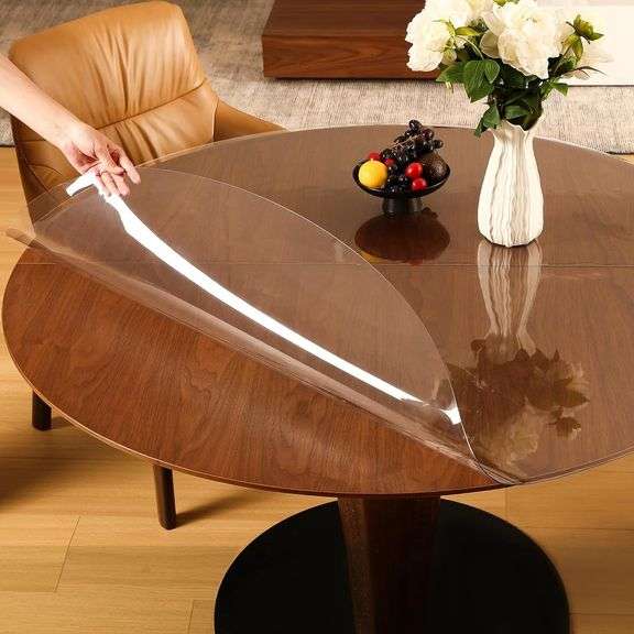 ETECHMART Clear Round Waterproof PVC Table Cover – 24" Dia.