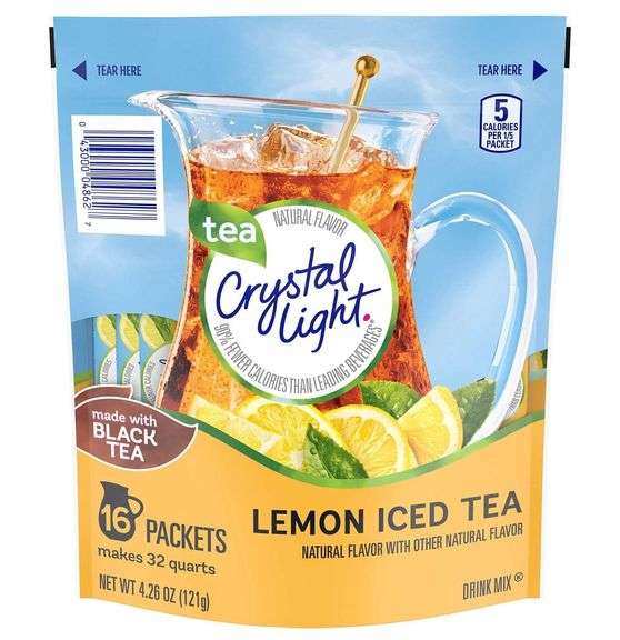 Lot of 2 Crystal Light Lemon Iced Tea Drink Mix – 4.26 oz 16 Packets each