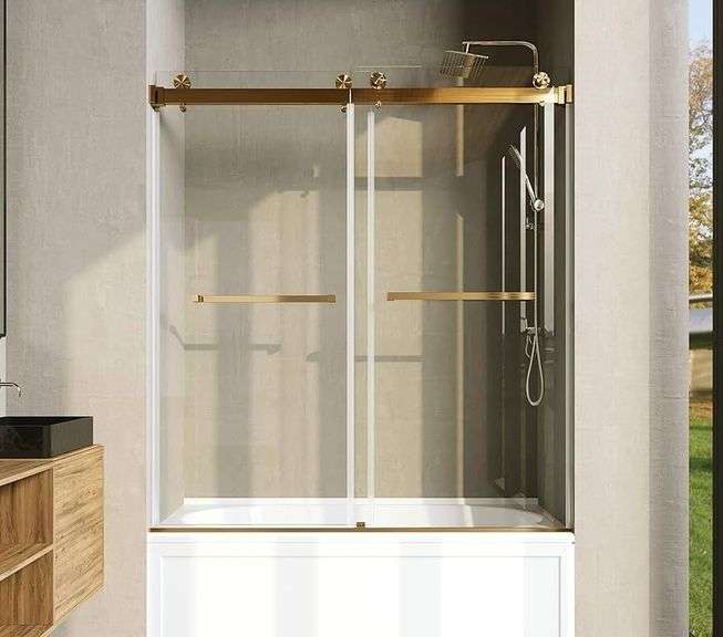 Hardware Bar Kit for Shower Door & Bathtub Door – Satin Gold 56" - 60"