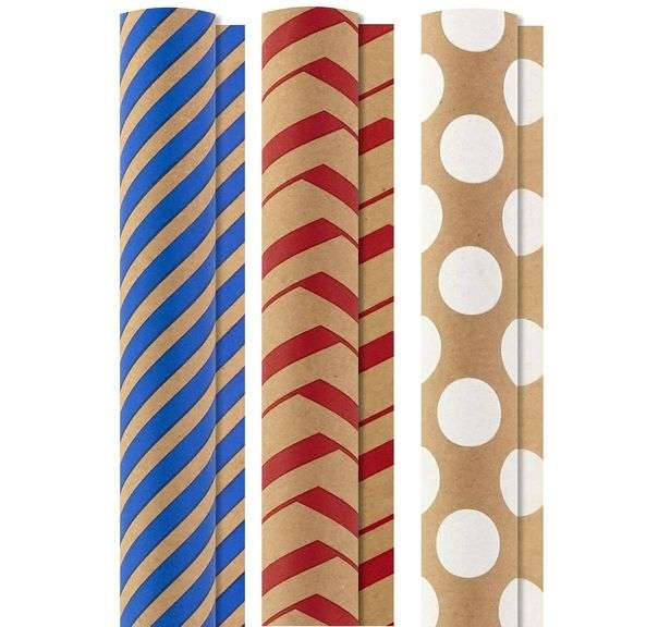 Assortment of 3 Christmas Gift Wrapping Papers Roll