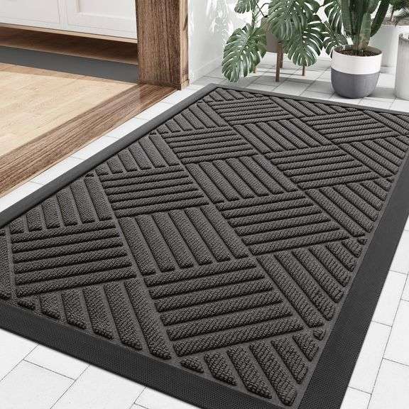 Smiry Non-slip Dirt Trapper Front Door Mat for Inside – 29.5" x 17" Grey