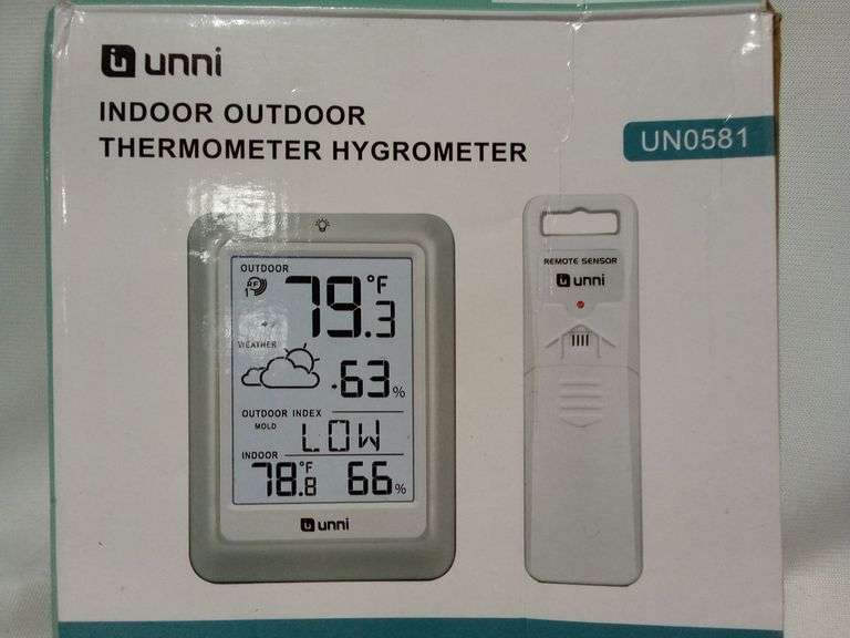 Unni Indoor Outdoor Thermometer Hygrometer β White/Wood UN0581