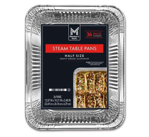 Member's Mark Steam Table Pans β Half Size Heavy Grade Aluminum 36-Pans