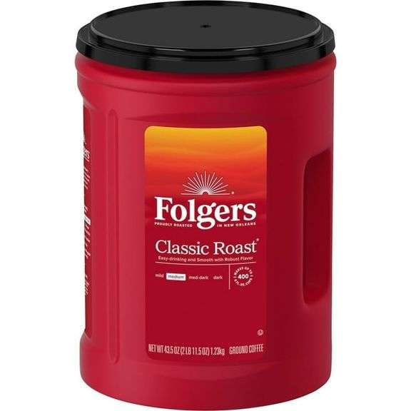 Folgers Classic Roast Ground Coffee – Medium 43.5 oz