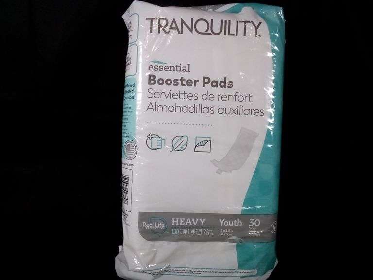 Tranquility Essential Booster Pads– Heavy Absorbency Size Youth 12"x3.5" 30 Pads