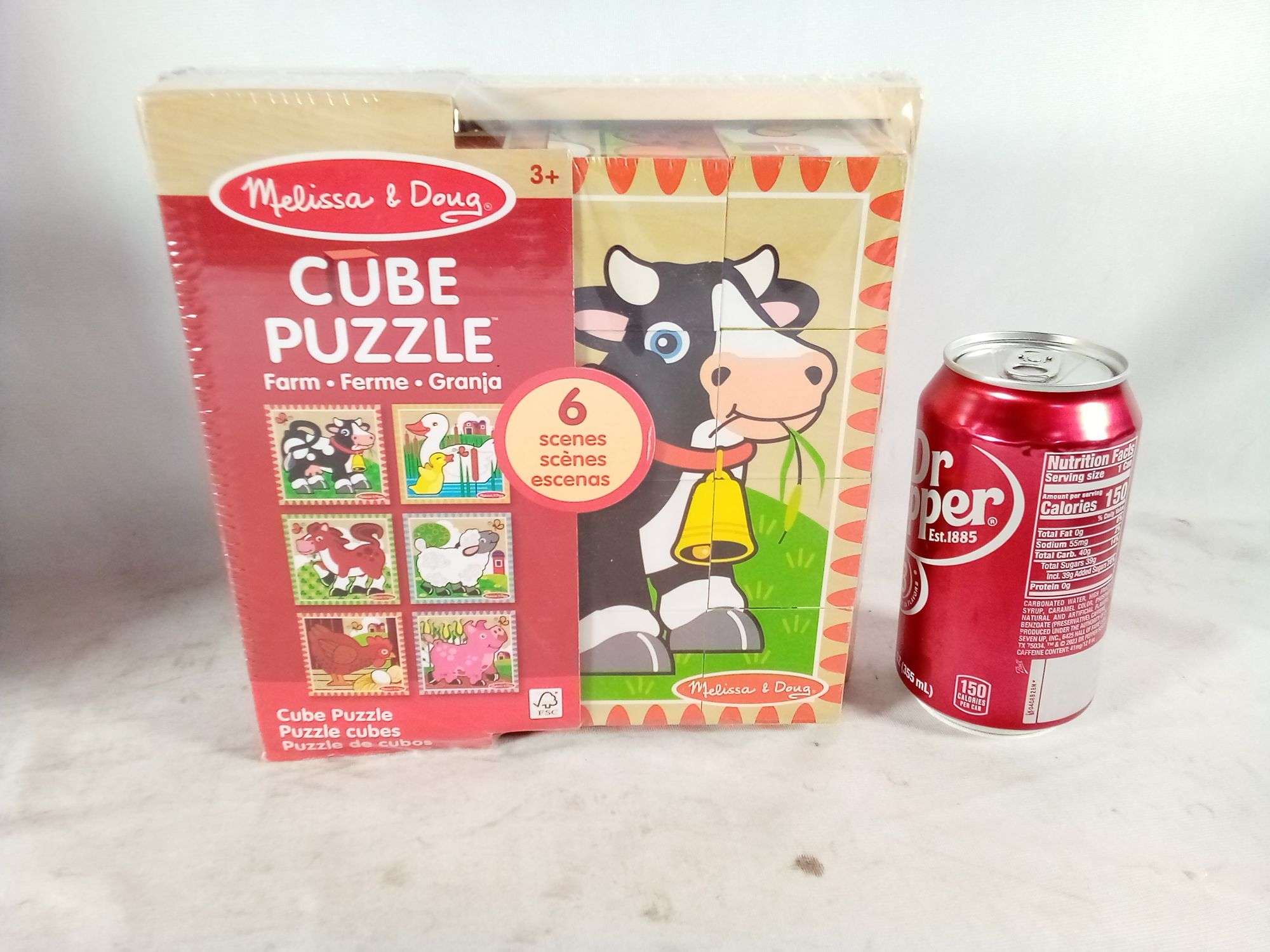 Melissa & Doug Farm Wooden Cube Puzzle with Storage Tray – 16