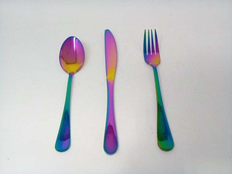 Loopki Rainbow Stainless Steel Flatware Serving Set – Cake Server, Fork, Spoon, Butter Knife - View #10