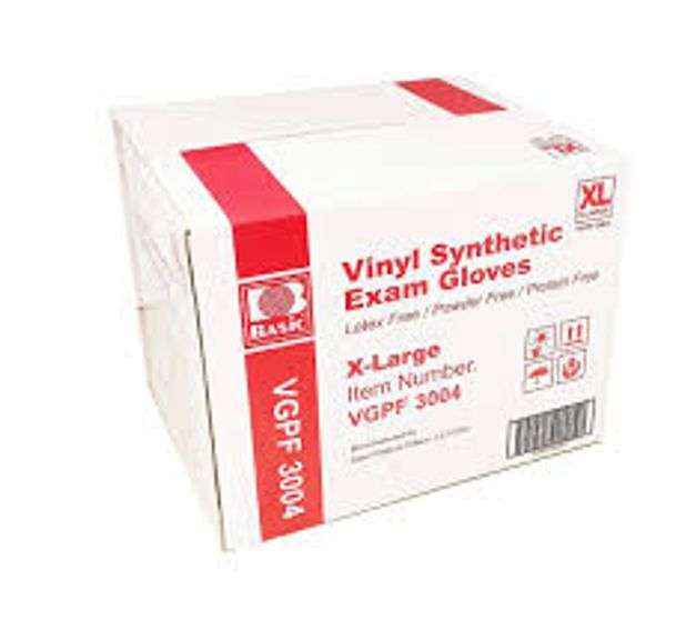 Lot Of 4 Basic, Vinyl Synthetic Gloves, Clear, X-Large, 100 Count VGPF 3004