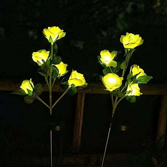 Solar Garden Rose Lights – Yellow 2 Count