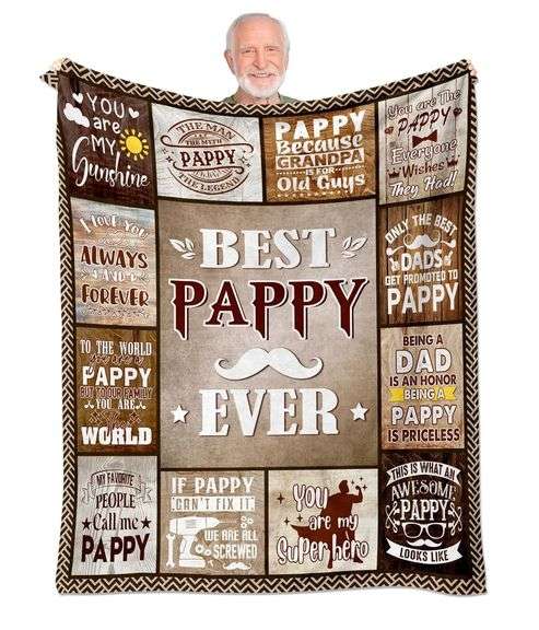 Kieetlan Grandpa Birthday Gifts Blanket – Best Pappy Ever