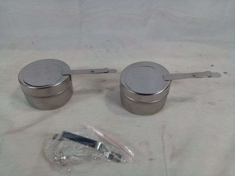 Lot of 2 Stainless Steel Chafing Fuel Holder