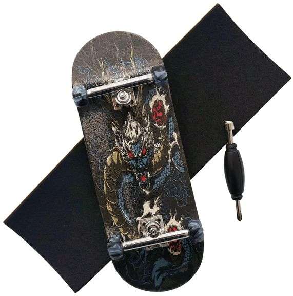 Lot Of 2 RACOFSB Professional Fingerboard Wooden Skateboard, Dragon 34mm