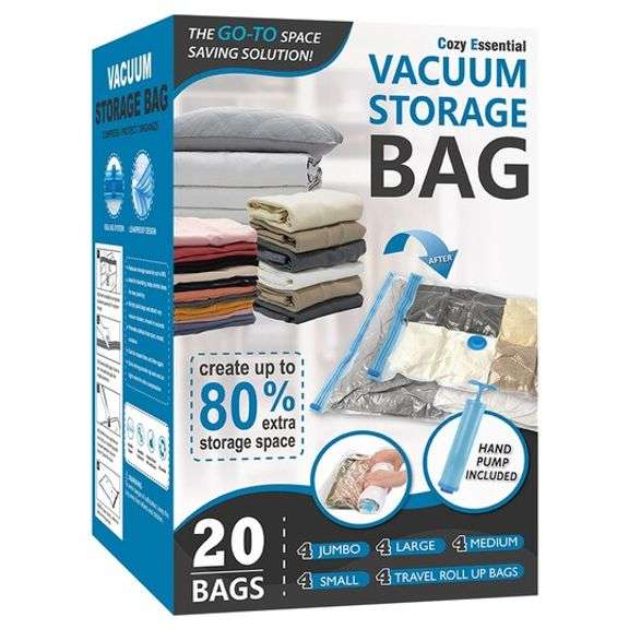 20 Pack Vacuum Storage Bags With Hand Pump