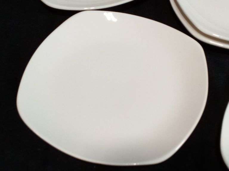 Set of 8 Food Network Square Dinner Plates – White Ceramic