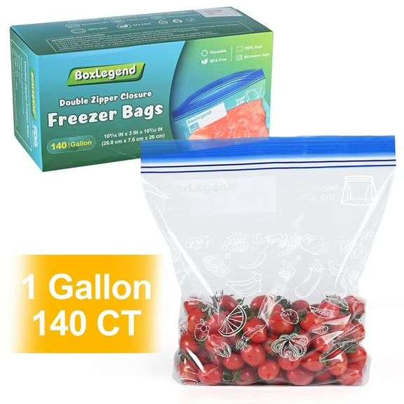 BoxLegend, Double Zipper Closure Freezer Bags, 140 Count