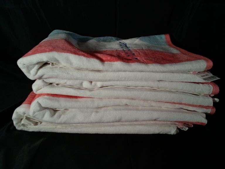 Lot Of 4 Kaufman, Oversized Cotton Beach Towels, Coral/Sea Glass, 2 Pack