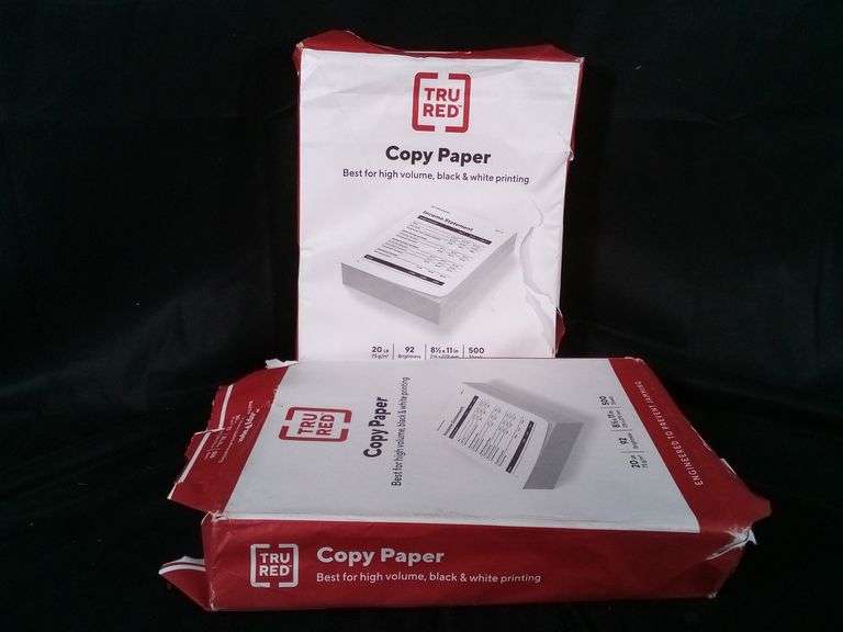 Lot Of 2 TRU RED, Copy Paper, 92 Brightness, 8.5" x 11", 320 Oz, 500 Sheets