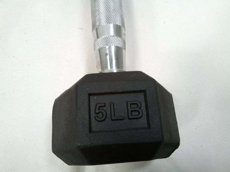 Lot of 2 Rubber Hex Dumbbell – Black 5lb each