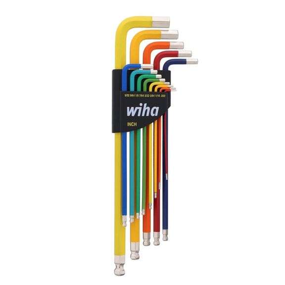 Wiha Ball End Color Coded SAE L-Key Set – Inch 13 Piece