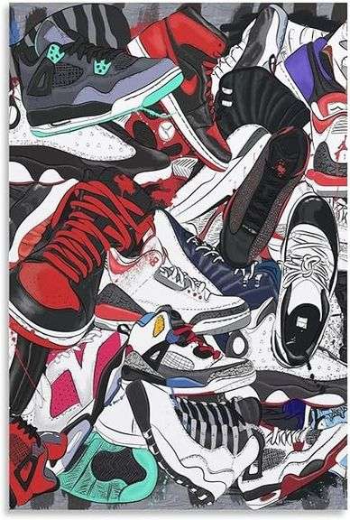 Sneaker Rug, Cool Street Style Floor Mat For Sneaker Room Decor, 31"