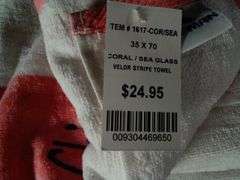 Lot Of 4 Kaufman, Oversized Cotton Beach Towels, Coral/Sea Glass, 2 Pack