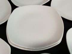 Set of 8 Food Network Square Dinner Plates – White Ceramic