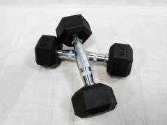 Lot of 2 Rubber Hex Dumbbell – Black 5lb each