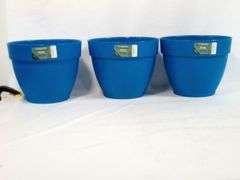 Lot Of 3 Deroma, Recycled Jacinto Planter, Blue, 10"