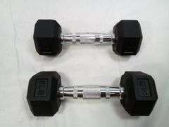 Lot of 2 Rubber Hex Dumbbell – Black 5lb each