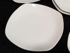 Set of 8 Food Network Square Dinner Plates – White Ceramic