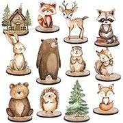 FYSUIMU, 12 Pcs Woodland Animal Table Signs