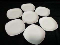 Set of 8 Food Network Square Dinner Plates – White Ceramic