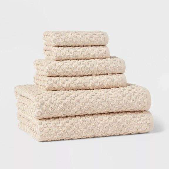 Supreme Living, Popcorn 6 Piece Towel Set, Beige 4683
