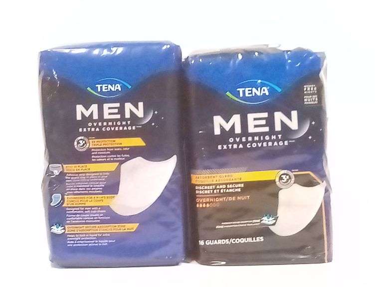 Lot of 2 Tena Men Overnight Extra Coverage Absorbent Guards – 16 Count ea.