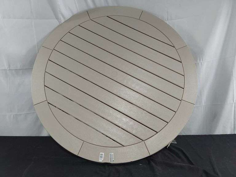 Plastic Round Patio Table – Sand 47.5" Dia. MISSING LEGS