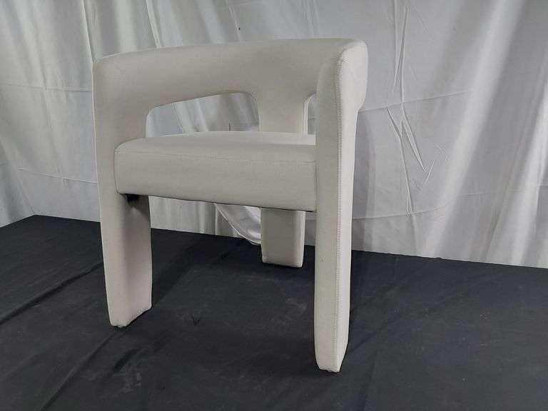 Modern Barrel Dining Chair, Upholstered Open Back Accent Seat, Beige