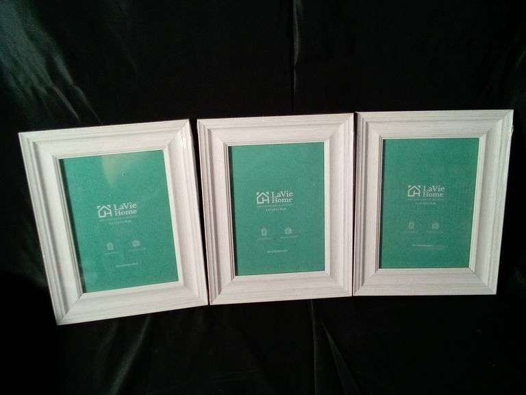 LaVie Home, Picture Frames, Distressed White Wood Grain, 5" x 7", Set Of 3