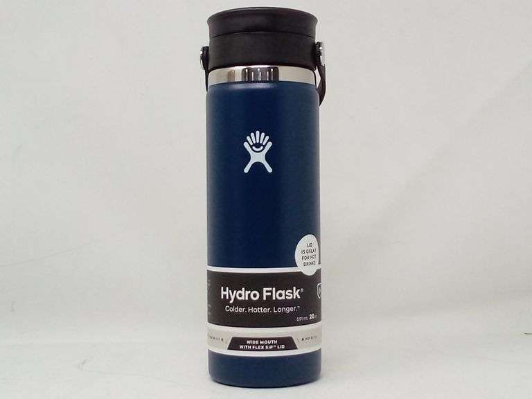 Hydro Flask, Wide Mouth Insulated Water Bottle With Flex Cap, Indigo, 20 Oz