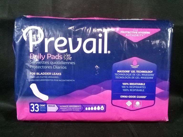 Prevail Daily Pads for Bladder Leaks Ultimate Absorbency – Regular 33 Count