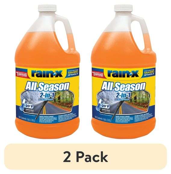 Lot Of 2 Rain-X, All Season 2 In 1 Windshield Washer Fluid, 128 Oz