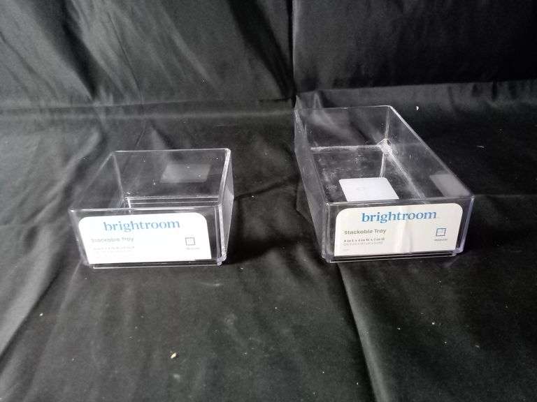 Assortment of 2 Brightroom Clear Plastic Stackable Trays