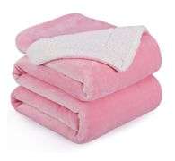 Nanpiper Flannel Reversible Sherpa Throw Blanket – Pink Queen 90" x 90"